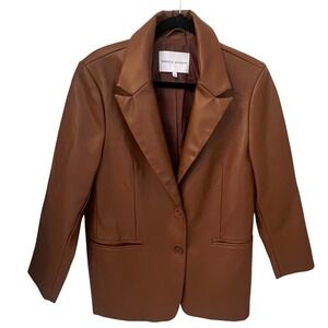 Rebecca Minkoff NWOT Brown Faux Leather Blazer Jacket Women's Size Large